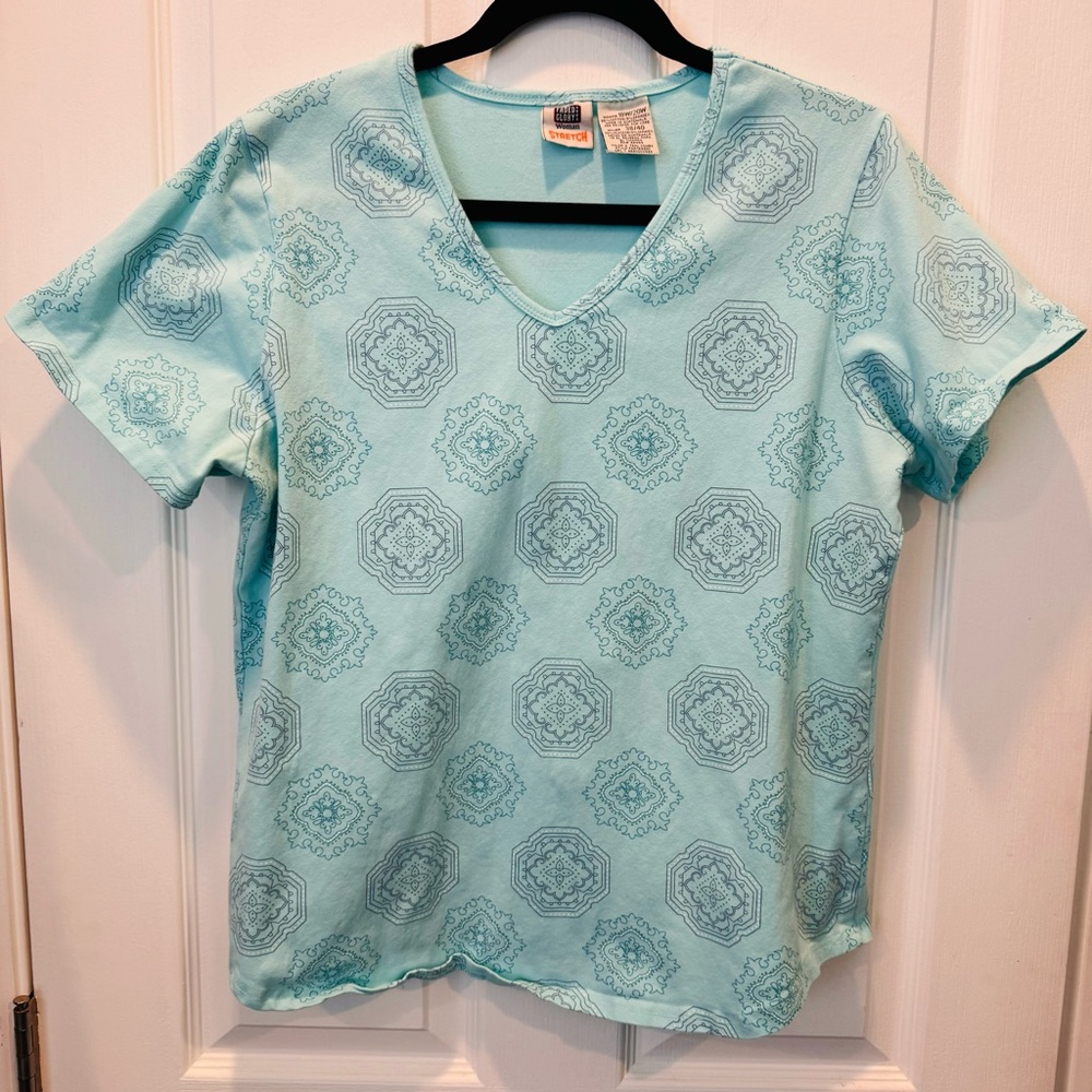 Faded glory woman, stretch, aqua top L